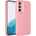 Case 4U Samsung Galaxy A54 Kılıf Kamera Korumalı Simli Lüks Koton Kapak Pembe