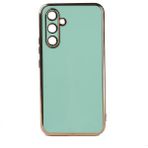 Case 4U Samsung Galaxy A54 Uyumlu Kılıf Kamera Korumalı Parlak Gold Kenarlı Yumuşak Silikon Kapak Bark Açık Yeşil