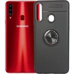 Case 4U Samsung Galaxy ile uyumlu A20S Kılıf Autofocus Shockprof Ravel Yüzüklü Standlı Slikon Kapak Siyah HBV00000NQTKS
