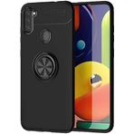 Case 4U Samsung Galaxy ile uyumlu A21 Kılıf Autofocus Shockprof Ravel Yüzüklü Standlı Slikon Kapak Siyah HBCV00000AS7U5