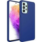 Case 4U Samsung Galaxy ile uyumlu A23 Uyumlu Kılıf Metal Çerçeve Hassas Butonlu Renkli Içi Kadife Lansman Kılıfı Luna Kapak Lacivert HBCV00003HQ55G