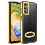 Case 4U Samsung Galaxy ile uyumlu A24 Kılıf Kamera Lens Korumalı Şeffaf Renkli Logo Gösteren Parlak Omega Kapak Altın HBCV00004G9YJ3
