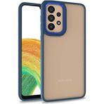Case 4U Samsung Galaxy ile uyumlu A52 Uyumlu Kılıf Kamera Çıkıntılı Arkası Kristal Şeffaf Hassas Tuşlu Renkli Kenarlı Flora Kapak Mavi HBCV00002E6MS1