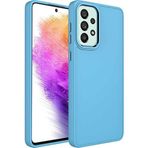 Case 4U Samsung Galaxy ile uyumlu A53 5g Uyumlu Kılıf Metal Çerçeve Hassas Butonlu Renkli Içi Kadife Lansman Kılıfı Luna Kapak Sierra Mavisi HBCV00003HQ9LI