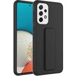 Case 4U Samsung Galaxy ile uyumlu A72 Uyumlu Kılıf Stand Olabilen Mat Yüzey Kaliteli TPU Silikon Qstand Arka Kapak Siyah HBCV00002LIQLA