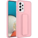 Case 4U Samsung Galaxy ile uyumlu A73 Uyumlu Kılıf Stand Olabilen Mat Yüzey Kaliteli TPU Silikon Qstand Arka Kapak Pembe HBCV00002LIQLC