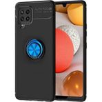 Case 4U Samsung Galaxy ile uyumlu M12 Kılıf Autofocus Shockprof Ravel Yüzüklü Standlı Slikon Kapak Siyah - Mavi HBCV00000HZP5Z
