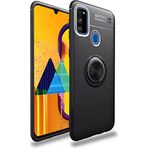 Case 4U Samsung Galaxy ile uyumlu M21 Kılıf Autofocus Shockprof Ravel Yüzüklü Standlı Slikon Kapak Siyah HBV00001A00UU