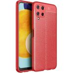 Case 4U Samsung Galaxy ile uyumlu M32 Kılıf Kamera Korumalı Deri Görünüm Darbeye Dayanıklı Niss Kapak Kırmızı HBCV00000TXO42