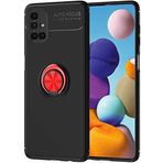 Case 4U Samsung Galaxy ile uyumlu M51 Kılıf Autofocus Shockprof Ravel Yüzüklü Standlı Slikon Kapak Siyah - Kırmızı HBCV000006BL7O