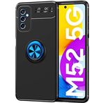 Case 4U Samsung Galaxy ile uyumlu M52 Kılıf Kamera Korumalı Autofocus Shockprof Ravel Yüzüklü Standlı Slikon Kapak Siyah - Mavi HBCV000017C9YK