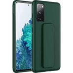 Case 4U Samsung Galaxy ile uyumlu S20 Fe Uyumlu Kılıf Stand Olabilen Mat Yüzey Kaliteli TPU Silikon Qstand Arka Kapak Koyu Yeşil HBCV00002LIR1K