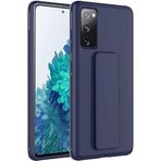 Case 4U Samsung Galaxy ile uyumlu S20 Fe Uyumlu Kılıf Stand Olabilen Mat Yüzey Kaliteli TPU Silikon Qstand Arka Kapak Lacivert HBCV00002LIQKY