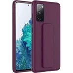 Case 4U Samsung Galaxy ile uyumlu S20 Fe Uyumlu Kılıf Stand Olabilen Mat Yüzey Kaliteli TPU Silikon Qstand Arka Kapak Mürdüm HBCV00002LIR5M