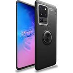 Case 4U Samsung Galaxy ile uyumlu S20 Ultra Uyumlu Kılıf Autofocus Shockprof Ravel Yüzüklü Standlı Slikon Kapak Siyah HBV00000S3ZDS