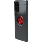 Case 4U Samsung Galaxy ile uyumlu S20 Uyumlu Kılıf Autofocus Shockprof Ravel Yüzüklü Standlı Slikon Kapak Siyah - Kırmızı HBV00000S9AHP