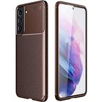 Case 4U Samsung Galaxy ile uyumlu S21 FE Kılıf Rugged Armor Karbon Uzun Ömürlü Negro Kılıf Kahverengi HBCV00003IG3PV