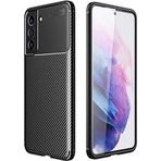 Case 4U Samsung Galaxy ile uyumlu S21 FE Kılıf Rugged Armor Karbon Uzun Ömürlü Negro Kılıf Siyah HBCV00003IG3PX