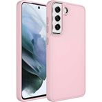 Case 4U Samsung Galaxy ile uyumlu S21 FE Uyumlu Kılıf Metal Çerçeve Hassas Butonlu Renkli Içi Kadife Lansman Kılıfı Luna Kapak Pembe HBCV00003HQ555