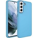 Case 4U Samsung Galaxy ile uyumlu S21 FE Uyumlu Kılıf Metal Çerçeve Hassas Butonlu Renkli Içi Kadife Lansman Kılıfı Luna Kapak Sierra Mavisi HBCV00003HQ53C