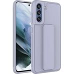 Case 4U Samsung Galaxy ile uyumlu S21 Fe Uyumlu Kılıf Stand Olabilen Mat Yüzey Kaliteli TPU Silikon Qstand Arka Kapak Gri HBCV00002LIR5O