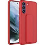Case 4U Samsung Galaxy ile uyumlu S21 Fe Uyumlu Kılıf Stand Olabilen Mat Yüzey Kaliteli TPU Silikon Qstand Arka Kapak Kırmızı HBCV00002LIR1L