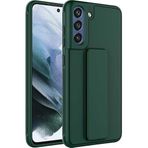Case 4U Samsung Galaxy ile uyumlu S21 Fe Uyumlu Kılıf Stand Olabilen Mat Yüzey Kaliteli TPU Silikon Qstand Arka Kapak Koyu Yeşil HBCV00002LIQV5