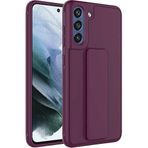 Case 4U Samsung Galaxy ile uyumlu S21 Fe Uyumlu Kılıf Stand Olabilen Mat Yüzey Kaliteli TPU Silikon Qstand Arka Kapak Mürdüm HBCV00002LIQL2