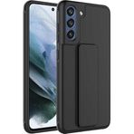 Case 4U Samsung Galaxy ile uyumlu S21 Fe Uyumlu Kılıf Stand Olabilen Mat Yüzey Kaliteli TPU Silikon Qstand Arka Kapak Siyah HBCV00002LIQV7