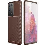 Case 4U Samsung Galaxy ile uyumlu S21 Ultra Kılıf Rugged Armor Karbon Uzun Ömürlü Negro Kılıf Kahverengi HBV00001AP1D8