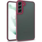 Case 4U Samsung Galaxy ile uyumlu S22 Kılıf Kamera Çıkıntılı Arkası Kristal Şeffaf Hassas Tuşlu Renkli Kenarlı Flora Kapak Kırmızı HBCV00002E6KQR