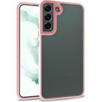 Case 4U Samsung Galaxy ile uyumlu S22 Kılıf Kamera Çıkıntılı Arkası Kristal Şeffaf Hassas Tuşlu Renkli Kenarlı Flora Kapak Rose Gold HBCV00002E6LOD