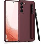 Case 4U Samsung Galaxy ile uyumlu S22 Kılıf Kamera Korumalı Kalemli ve Kalem Bölmeli Sert Renkli Arka Kapak Koyu Mor HBCV00002LIQI7