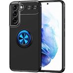Case 4U Samsung Galaxy ile uyumlu S22 Plus Uyumlu Kılıf Autofocus Shockprof Ravel Yüzüklü Standlı Slikon Kapak Siyah - Mavi HBCV00001P6RGB