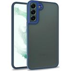 Case 4U Samsung Galaxy ile uyumlu S22 Plus Uyumlu Kılıf Kamera Çıkıntılı Arkası Kristal Şeffaf Hassas Tuşlu Renkli Kenarlı Flora Kapak Mavi HBCV00002E6LQ4