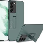 Case 4U Samsung Galaxy ile uyumlu S22 Plus Uyumlu Kılıf Kamera Korumalı Standlı Ays Soft Arka Kapak Mat Renkli Koyu Yeşil HBCV00002LIQT0