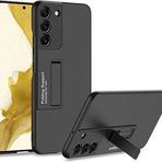 Case 4U Samsung Galaxy ile uyumlu S22 Plus Uyumlu Kılıf Kamera Korumalı Standlı Ays Soft Arka Kapak Mat Renkli Siyah HBCV00002LIQI4