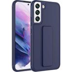 Case 4U Samsung Galaxy ile uyumlu S22 Plus Uyumlu Kılıf Stand Olabilen Mat Yüzey Kaliteli TPU Silikon Qstand Arka Kapak Lacivert HBCV00002LIQKT