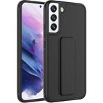 Case 4U Samsung Galaxy ile uyumlu S22 Plus Uyumlu Kılıf Stand Olabilen Mat Yüzey Kaliteli TPU Silikon Qstand Arka Kapak Siyah HBCV00002LIQKW