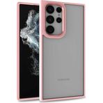 Case 4U Samsung Galaxy ile uyumlu S22 Ultra Uyumlu Kılıf Kamera Çıkıntılı Arkası Kristal Şeffaf Hassas Tuşlu Renkli Kenarlı Flora Kapak Rose Gold HBCV00002E6LPM