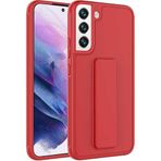 Case 4U Samsung Galaxy ile uyumlu S22 Uyumlu Kılıf Stand Olabilen Mat Yüzey Kaliteli TPU Silikon Qstand Arka Kapak Kırmızı HBCV00002LIR1E