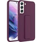 Case 4U Samsung Galaxy ile uyumlu S22 Uyumlu Kılıf Stand Olabilen Mat Yüzey Kaliteli TPU Silikon Qstand Arka Kapak Mürdüm HBCV00002LIR1G