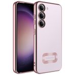 Case 4U Samsung Galaxy ile uyumlu S23 Kılıf Kamera Lens Korumalı Şeffaf Renkli Logo Gösteren Parlak Omega Kapak Rose Gold HBCV000047XALY