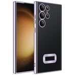 Case 4U Samsung Galaxy ile uyumlu S23 Ultra Kılıf Kamera Lens Korumalı Şeffaf Renkli Logo Gösteren Parlak Omega Kapak Lila HBCV000047XACF