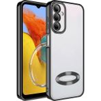 Case 4U Samsung Galaxy M14 Kılıf Kamera Lens Korumalı Şeffaf Renkli Logo Gösteren Parlak Omega Kapak Siyah