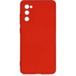 Case 4U Samsung Galaxy S20 FE Kılıf Kamera Korumalı Lansman Içi Kadife Soft Yumuşak Dokulu Liquid Silikon Koyu Pembe - Kırmızı