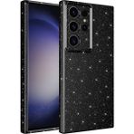 Case 4U Samsung Galaxy S23 Ultra Kılıf Kamera Korumalı Simli Lüks Koton Kapak Siyah