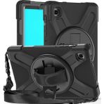 Case 4U Samsung Galaxy Tab A7 Lite T225 / T220 Kılıf Çift Katmanlı Stand Olabilen Defender Tablet Silikon - Siyah
