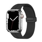 Case 4U Watch 7 ile uyumlu / 8 41mm Metal Tokalı Kordon Kayış Bileklik Silikon KRD-84 Siyah HBCV00004C8P3N