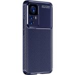 Case 4U Xiaomi Mi 12T Pro Kılıf Rugged Armor Karbon Desenli Lüx Negro Silikon Arka Kapak Lacivert